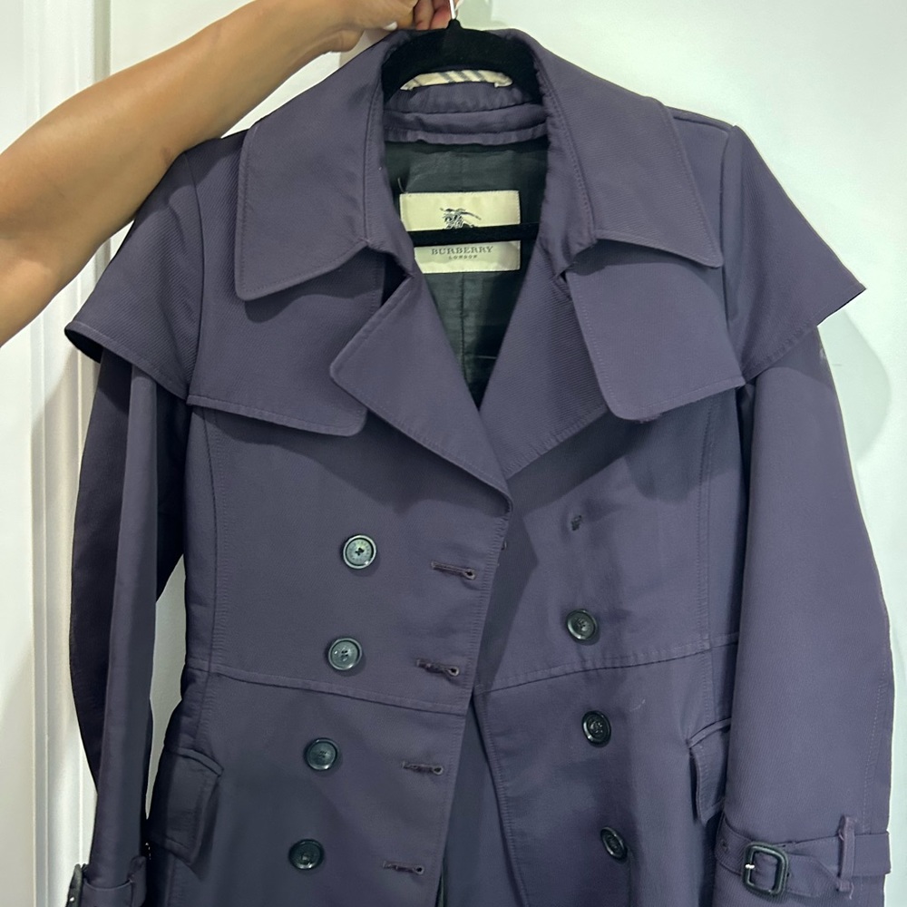Burberry Trench Coat - Size US 4 / UK 8 in Eggplant Color